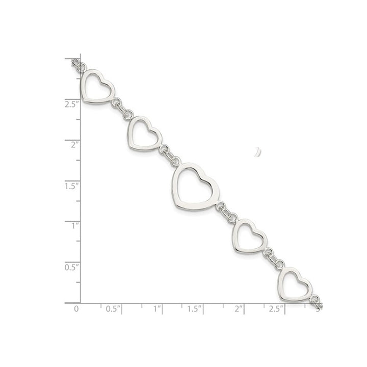 Sterling Silver Polished Heart Link Bracelet (7.50 Inches) Image 3
