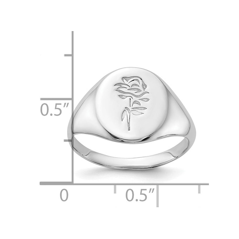 Sterling Silver Polished Rose Signet Ring Image 3