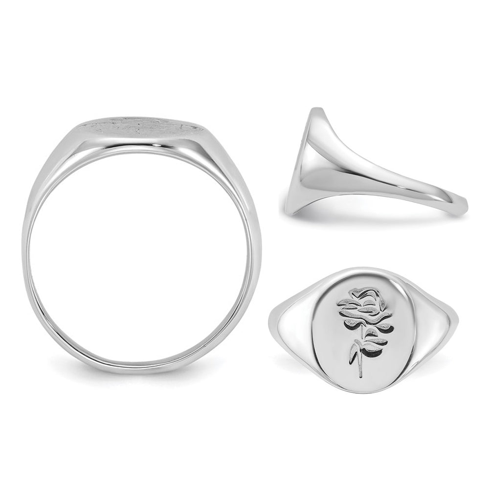 Sterling Silver Polished Rose Signet Ring Image 4
