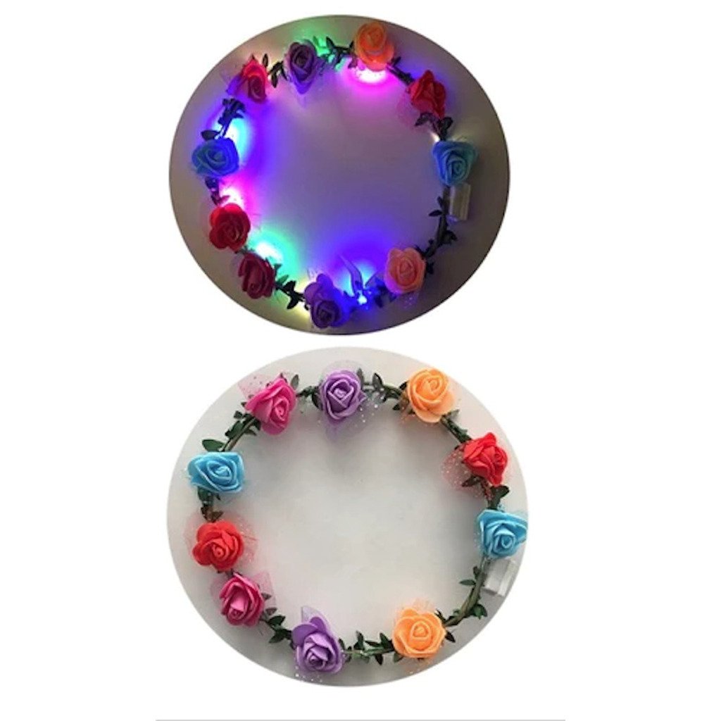 1 piece   Led Light Up  Flashing  Flower Crown  roses headband LN326 festival Image 1