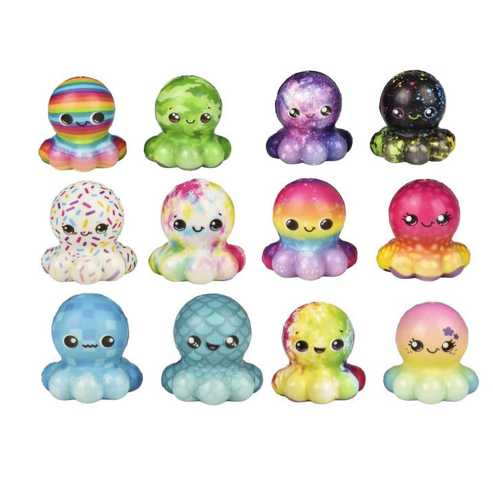 24 Piece Pack 2" Squishy Octopus Assortment Squeeze Stress Toy TY549 party favor Image 1