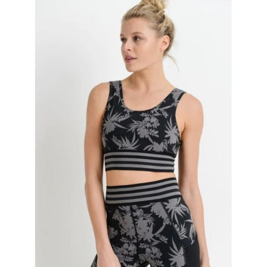 Mono B Striped Band with Tropical Print Sports Bra Size: Small AT2336 Image 1