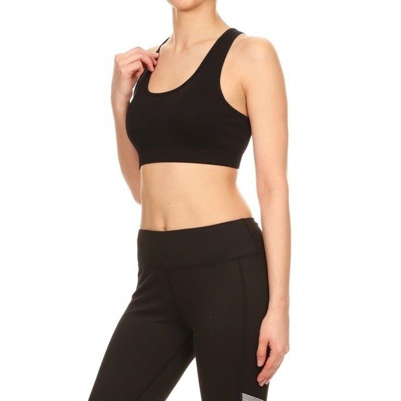 Kapion Black Sports Bra with Accent Crisscross Back Size: Medium A7BR06 Image 4