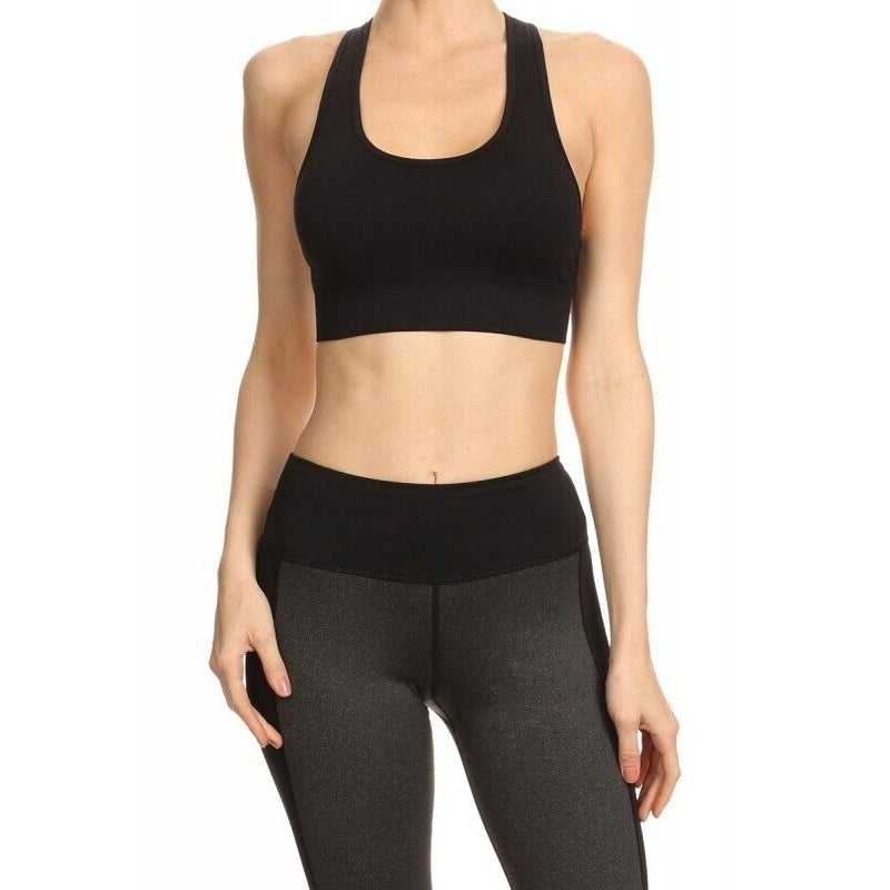 Kapion Black Sports Bra with Mesh Zipper Back Size: X-Large A7BR03 Image 1