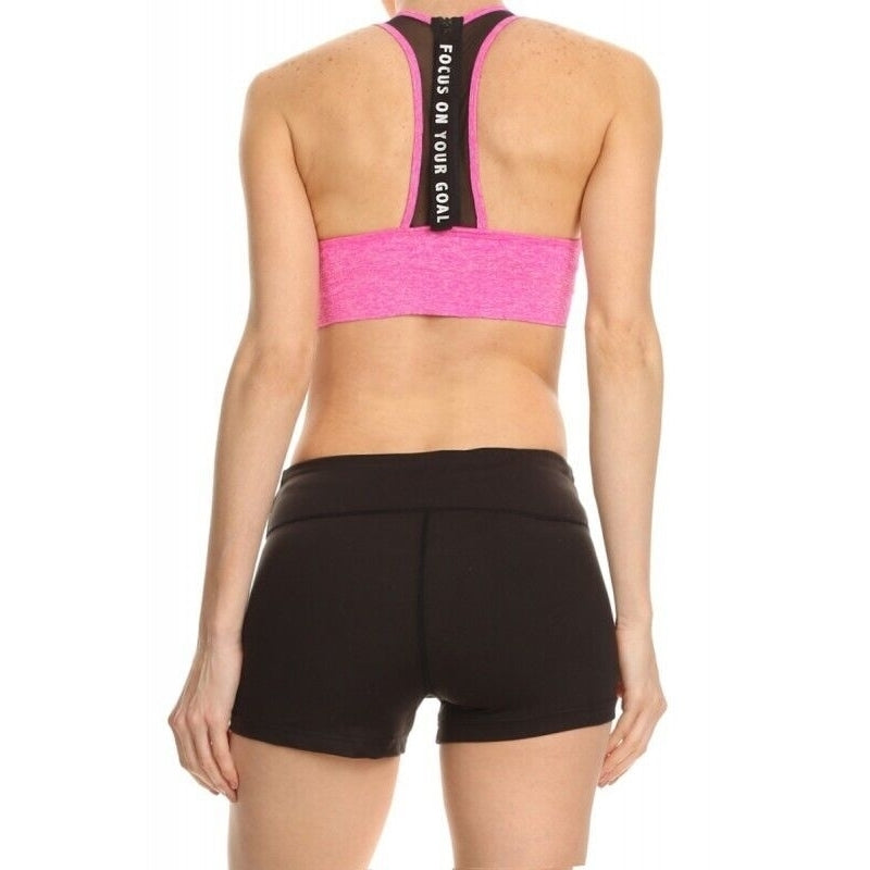 Kapion Pink Sports Bra with Mesh Zipper Back Size: Medium A7BR03 Image 2