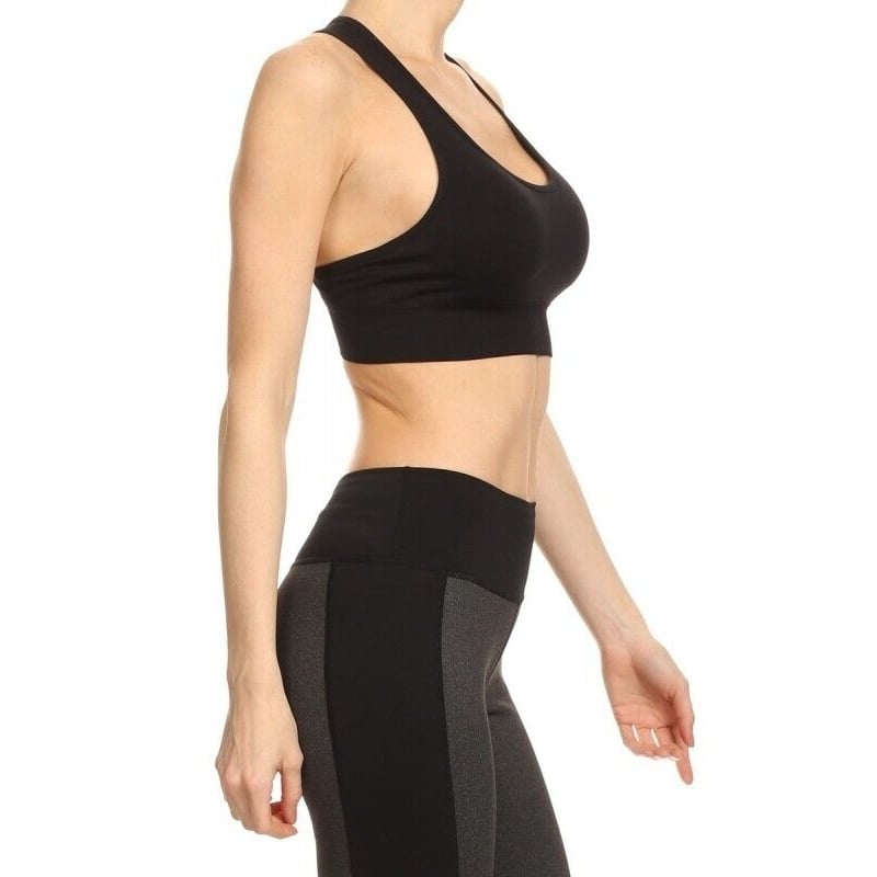 Kapion Black Sports Bra with Mesh Zipper Back Size: Medium A7BR03 Image 3