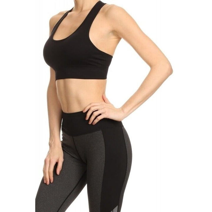 Kapion Black Sports Bra with Mesh Zipper Back Size: Medium A7BR03 Image 4