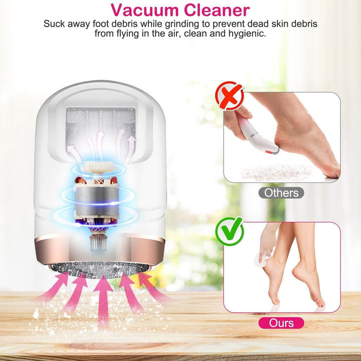 17Pcs Electric Foot Callus Remover Rechargeable Waterproof Pedicure Kit White Image 3