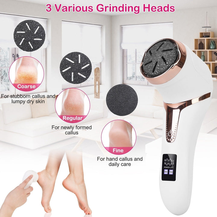 17Pcs Electric Foot Callus Remover Rechargeable Waterproof Pedicure Kit White Image 4