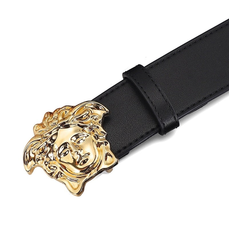 Hairdresser Fashion Smooth Buckle Medusa Leather Belt Image 1