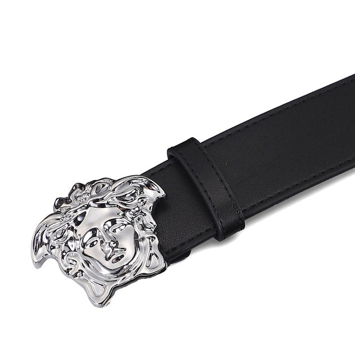 Hairdresser Fashion Smooth Buckle Medusa Leather Belt Image 2