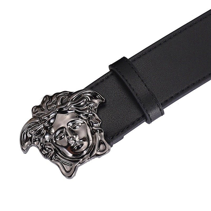 Hairdresser Fashion Smooth Buckle Medusa Leather Belt Image 3