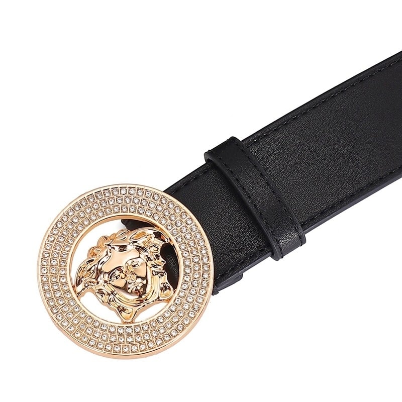 Hairdresser Men Women Smooth Fashion  Buckle Medusa Leather Belt Image 2