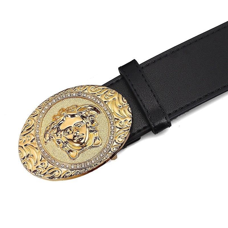 Hairdresser Fashion Smooth Leather Buckle Medusa Belt Image 2