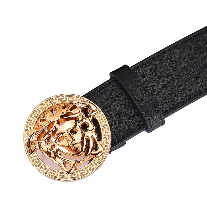 Fashion Hairdresser Men Women Smooth Leather Buckle Medusa Belt Image 1