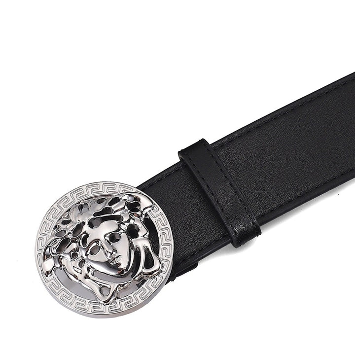 Fashion Hairdresser Men Women Smooth Leather Buckle Medusa Belt Image 2