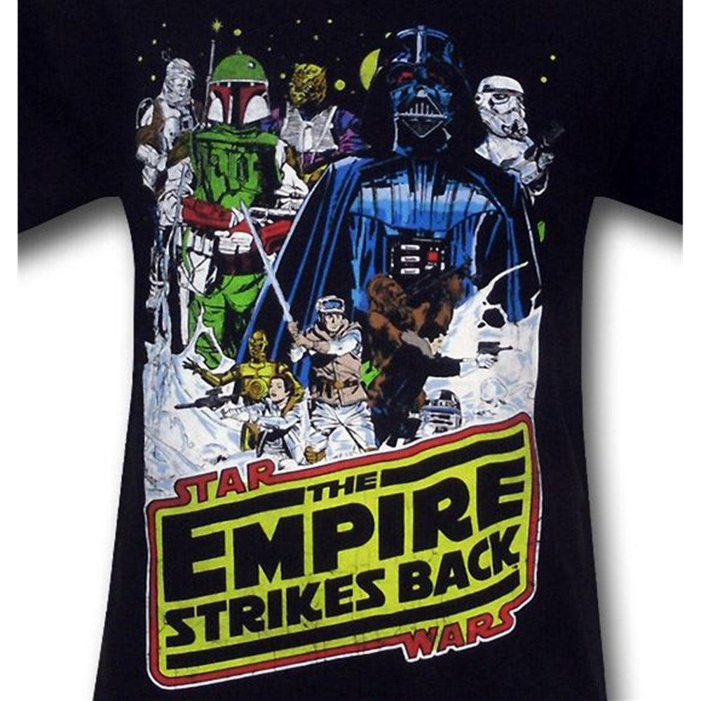 Star Wars Empire Cast and Logo Black T-Shirt Image 2