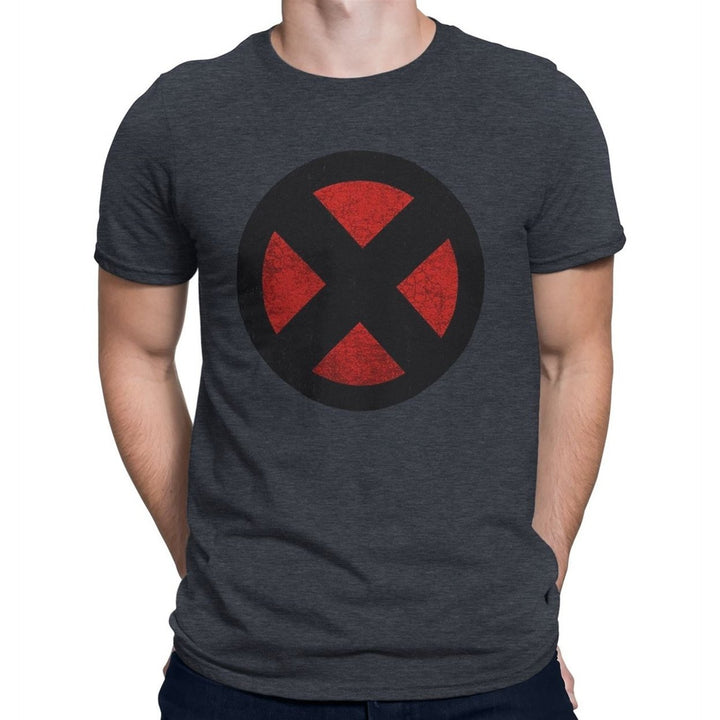 X-Men Distressed Symbol Grey T-Shirt Image 2