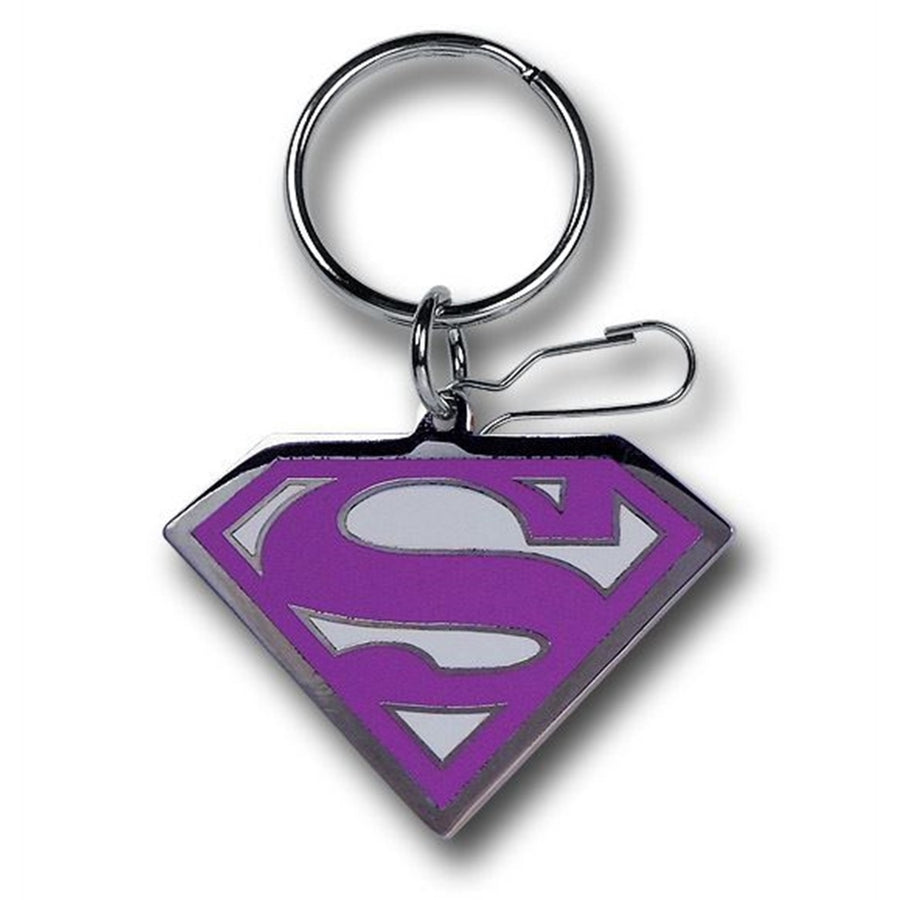 Supergirl Enamel Chrome Pink Symbol Keychain Image 1