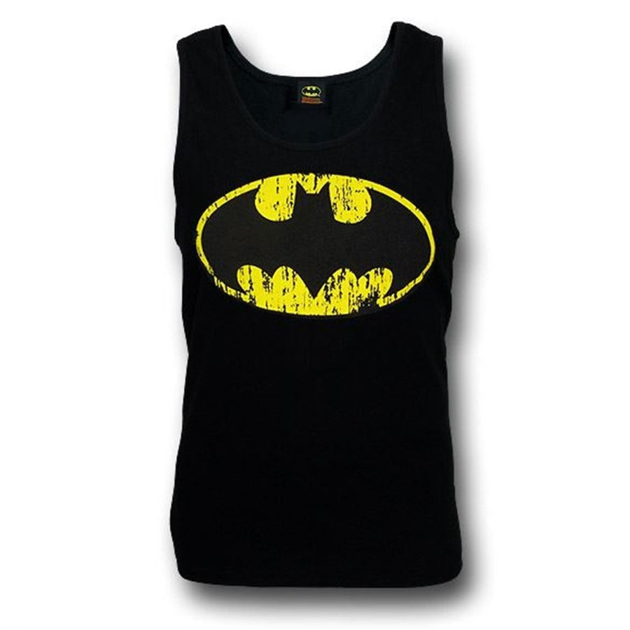 Batman Distressed Symbol Black Tank Top Image 1