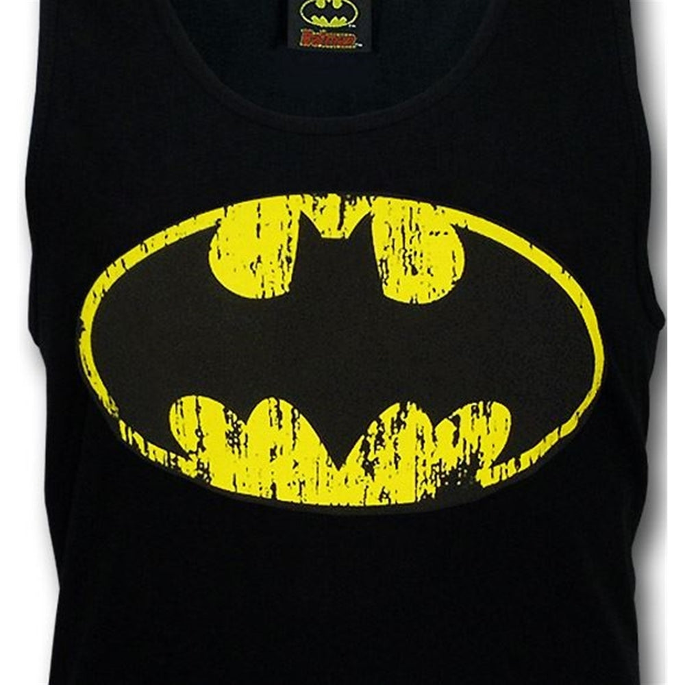 Batman Distressed Symbol Black Tank Top Image 2