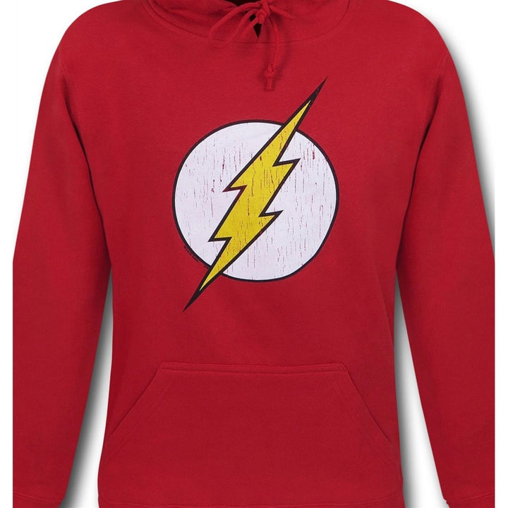 Flash Distressed Symbol Red Hoodie Image 2