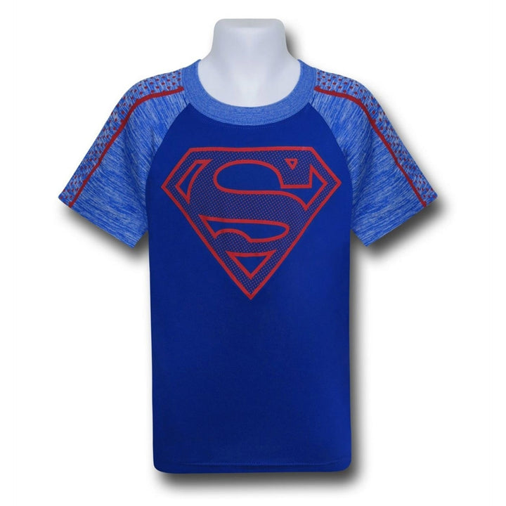 Superman Kids Symbol on Blue Space Dye T-Shirt Image 1