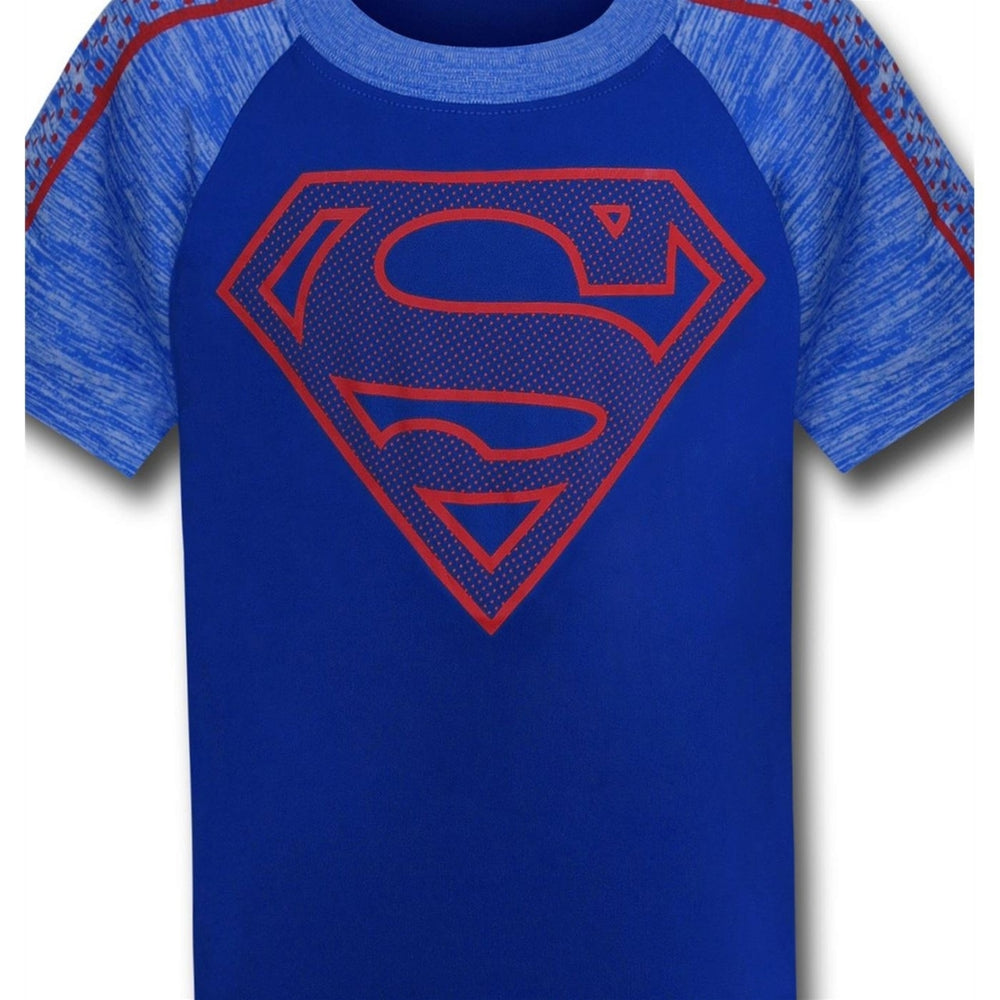 Superman Kids Symbol on Blue Space Dye T-Shirt Image 2