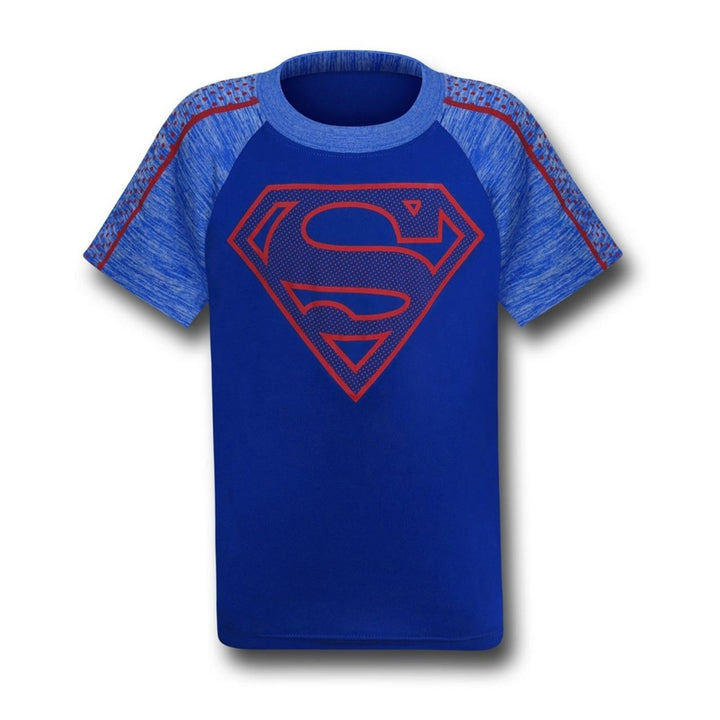 Superman Kids Symbol on Blue Space Dye T-Shirt Image 3