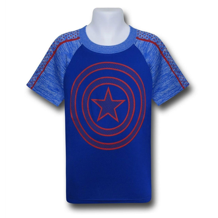 Captain America Kids Shield on Blue Space Dye T-Shirt Image 1