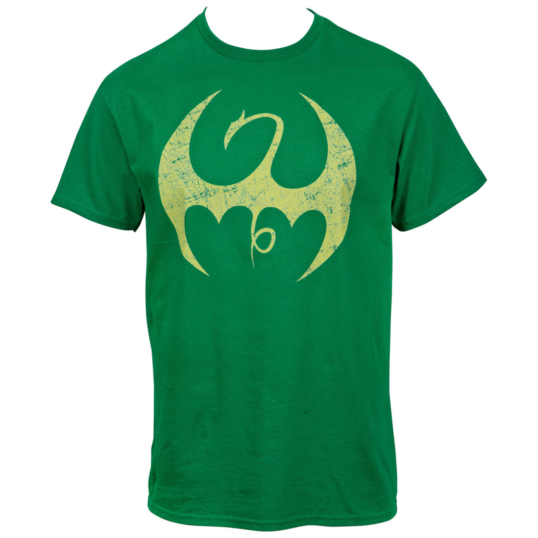 Iron Fist Distressed Symbol Mens T-Shirt Image 1