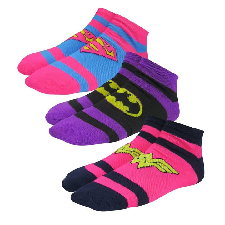 DC Trinity Womens Striped Low-Cut Sock 3 Pack Image 1