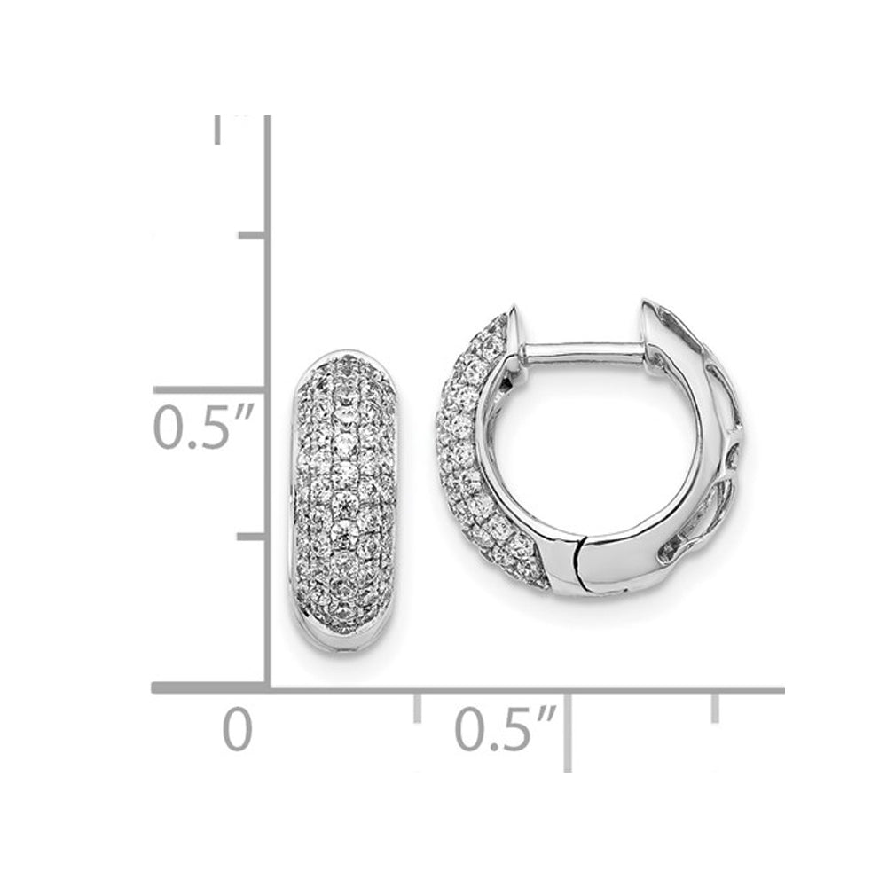 3/4 Carat (ctw) Diamond Huggie Hoop Earrings in 14K White Gold Image 4
