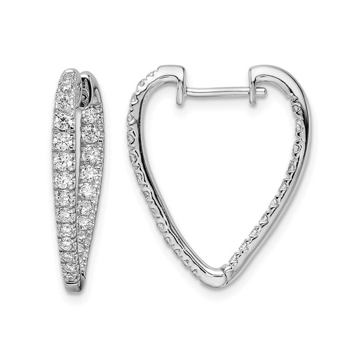 1.00 Carat (ctw) Diamond In and Out Earrings in 14K White Gold Image 1