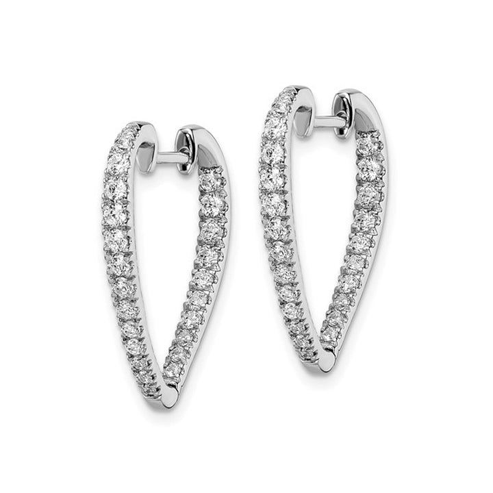 1.00 Carat (ctw) Diamond In and Out Earrings in 14K White Gold Image 4