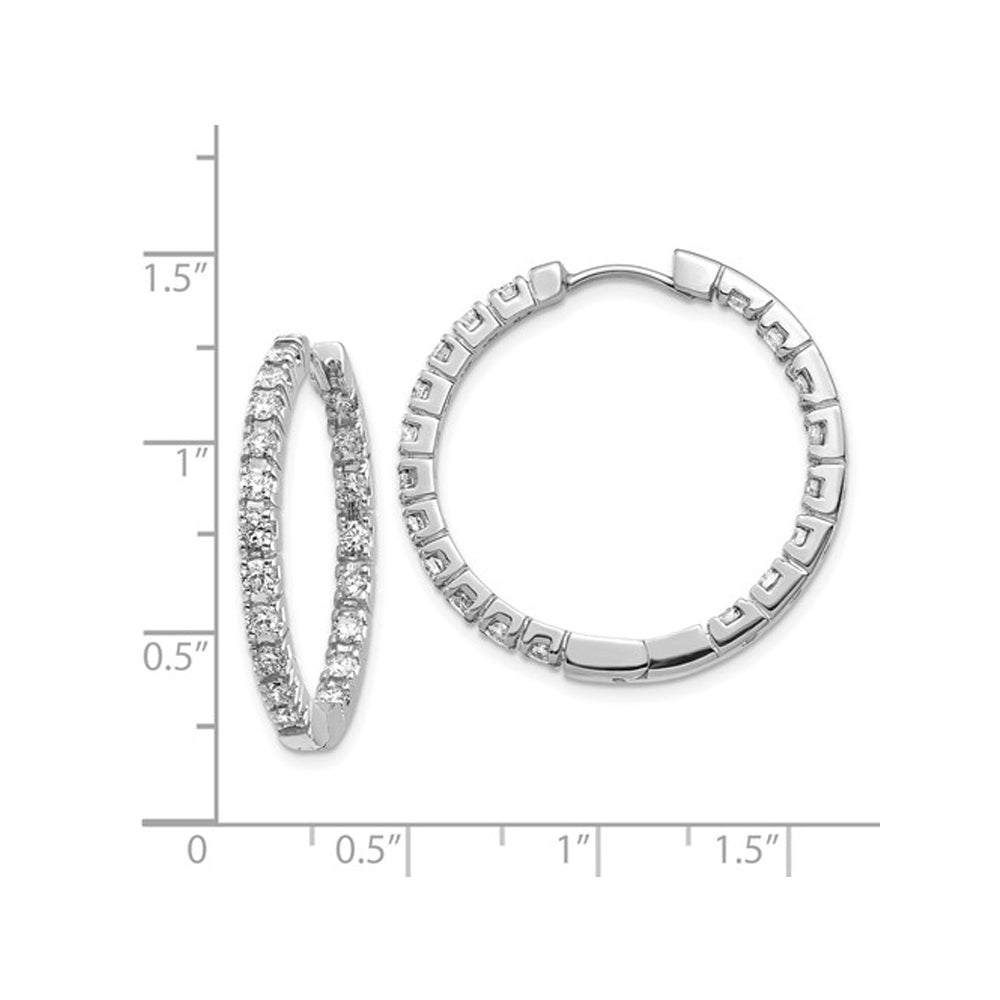 1.90 Carat (ctw I1-I2H-I) Diamond in-Out Hoop Earrings in 14K White Gold Image 2