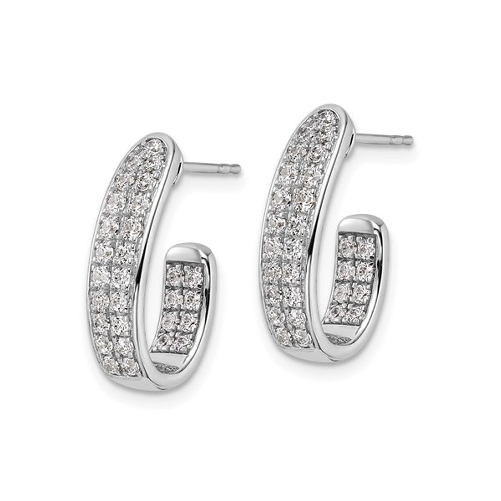 1.00 Carat (ctw SI-SI2, G-H) Lab-Grown Diamond J-Hoop Earrings in 14K White Gold Image 2