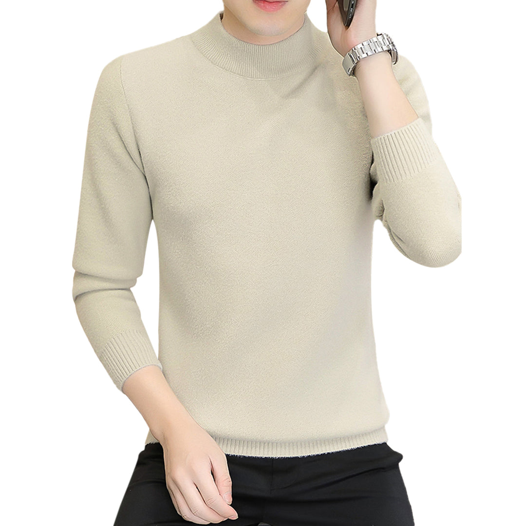 Men Sweater Turtleneck Men Knitted Pullover Basic Solid Color Sweaters Casual Long Sleeve Slim Fit Autumn Pullovers Image 3