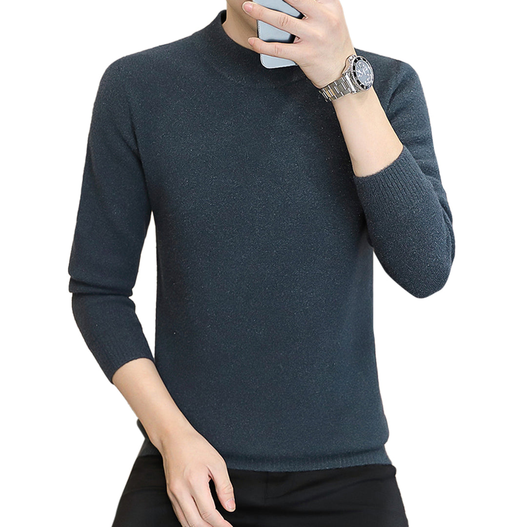 Men Sweater Turtleneck Men Knitted Pullover Basic Solid Color Sweaters Casual Long Sleeve Slim Fit Autumn Pullovers Image 1