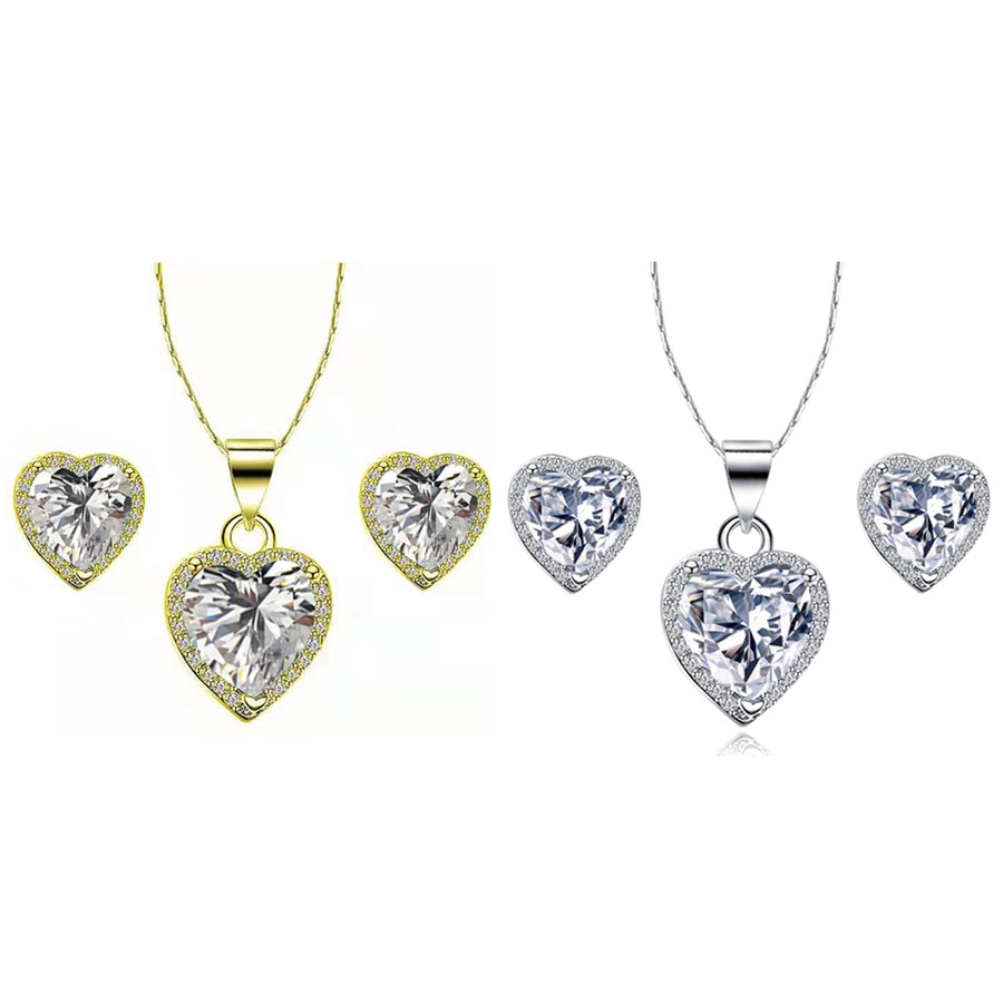 Paris Jewelry 18k Yellow and White Gold 3Ct Creared White Sapphire CZ Full Necklace Set 18 inch Plated Image 1