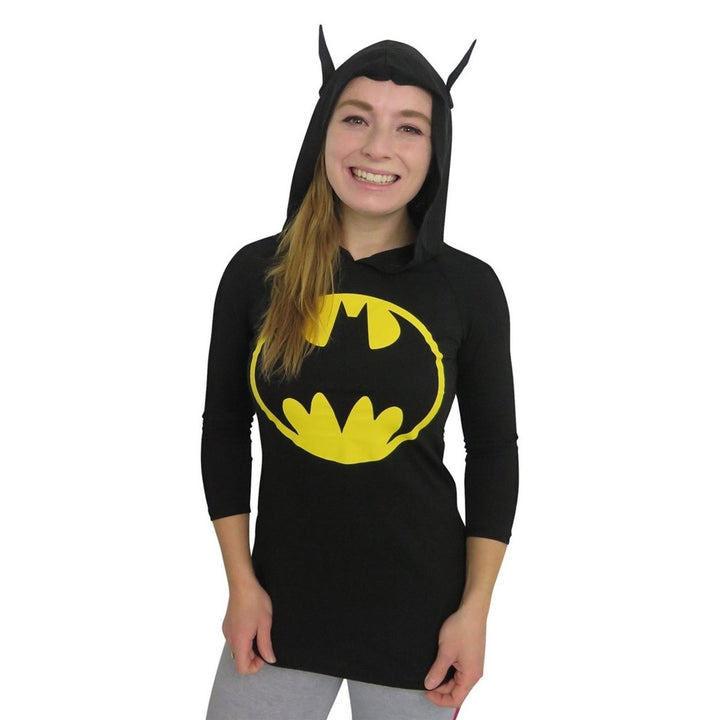 Batman Signal Womens Hooded Long Sleeve T-Shirt Image 1