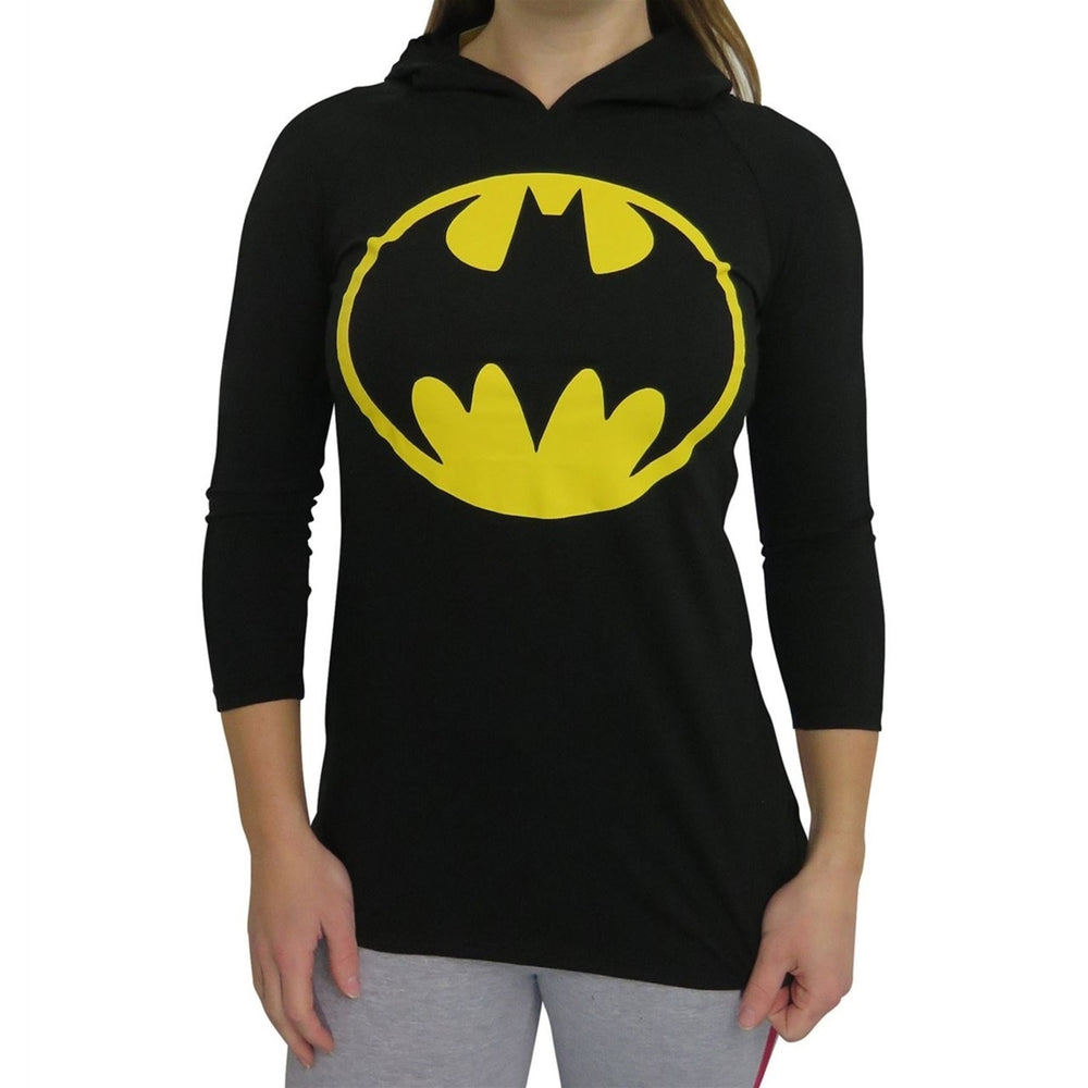 Batman Signal Womens Hooded Long Sleeve T-Shirt Image 2