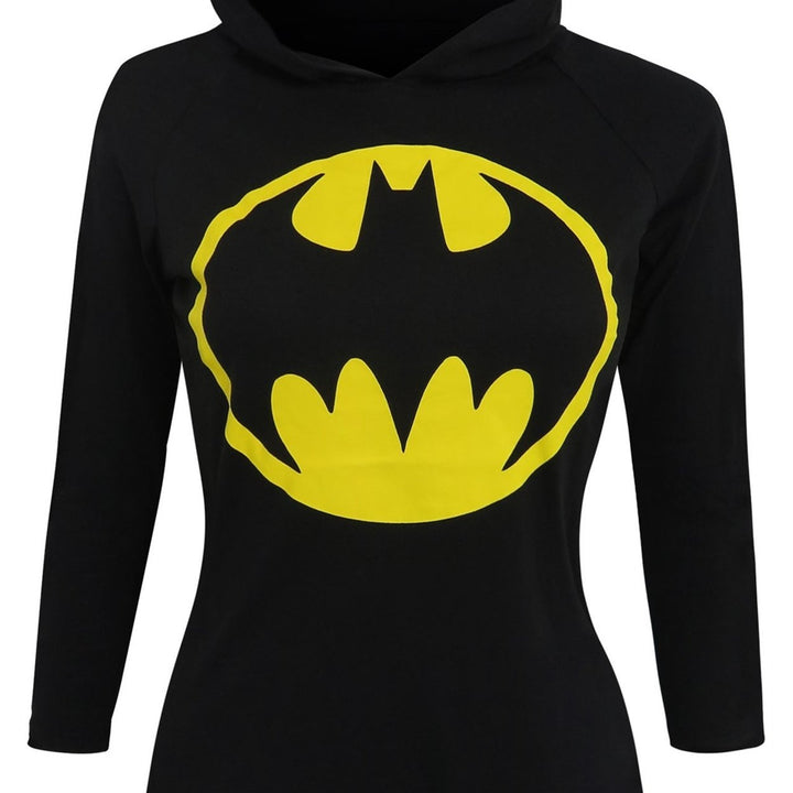 Batman Signal Womens Hooded Long Sleeve T-Shirt Image 3