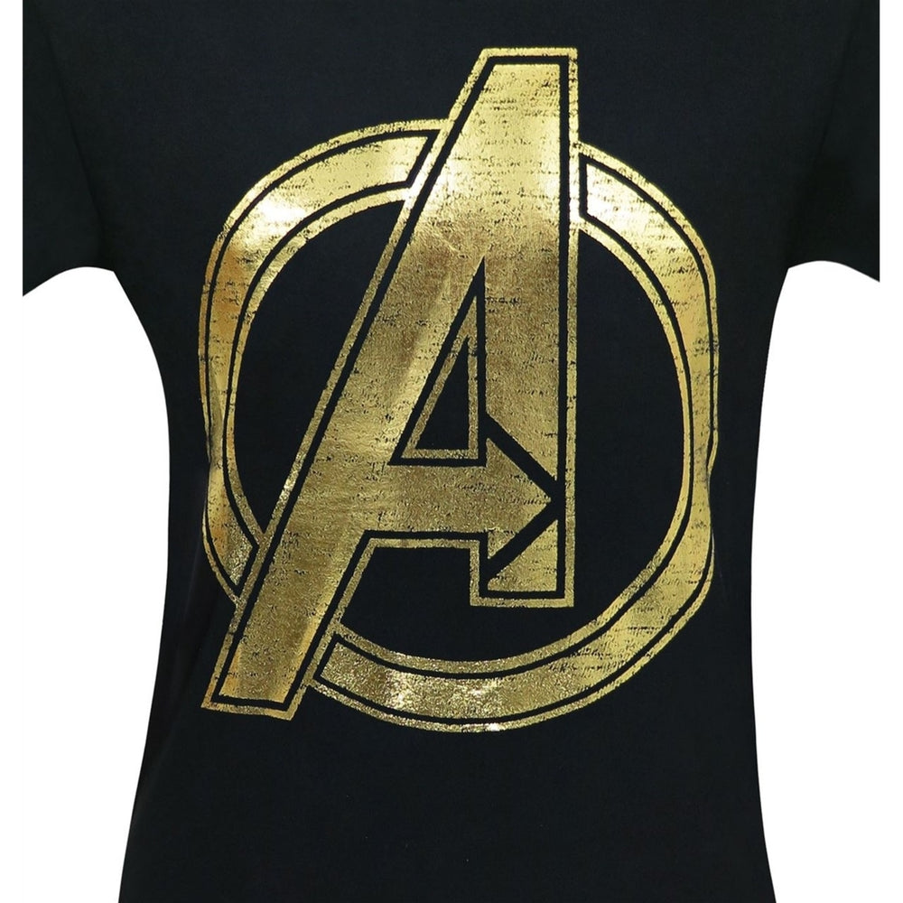 Avengers Gold Logo Mens T-Shirt Image 2