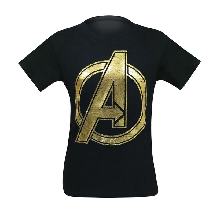 Avengers Gold Logo Mens T-Shirt Image 3