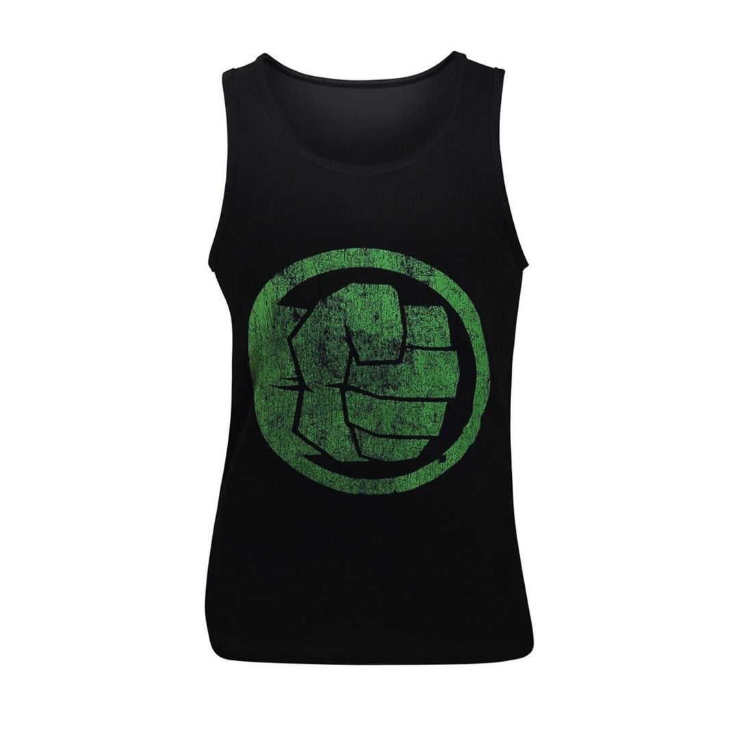 Hulk Fist Bump on Black Mens Tank Top Image 3