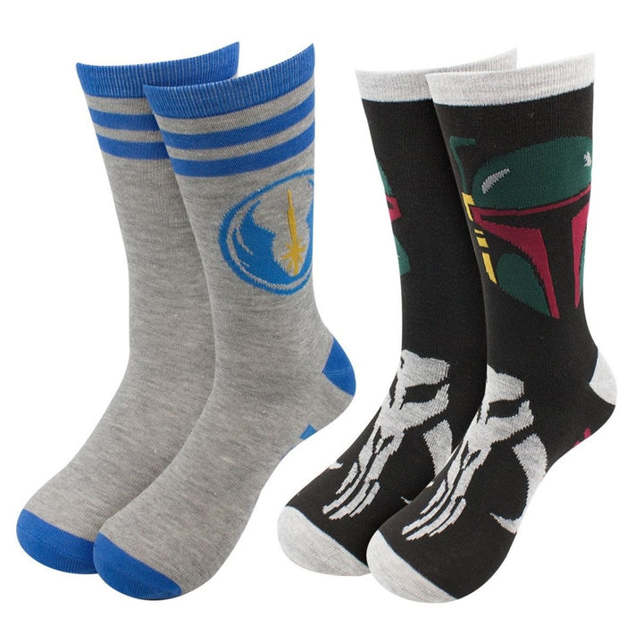 Star Wars Boba Fett and Jedi Crew Socks 2-Pack Image 1