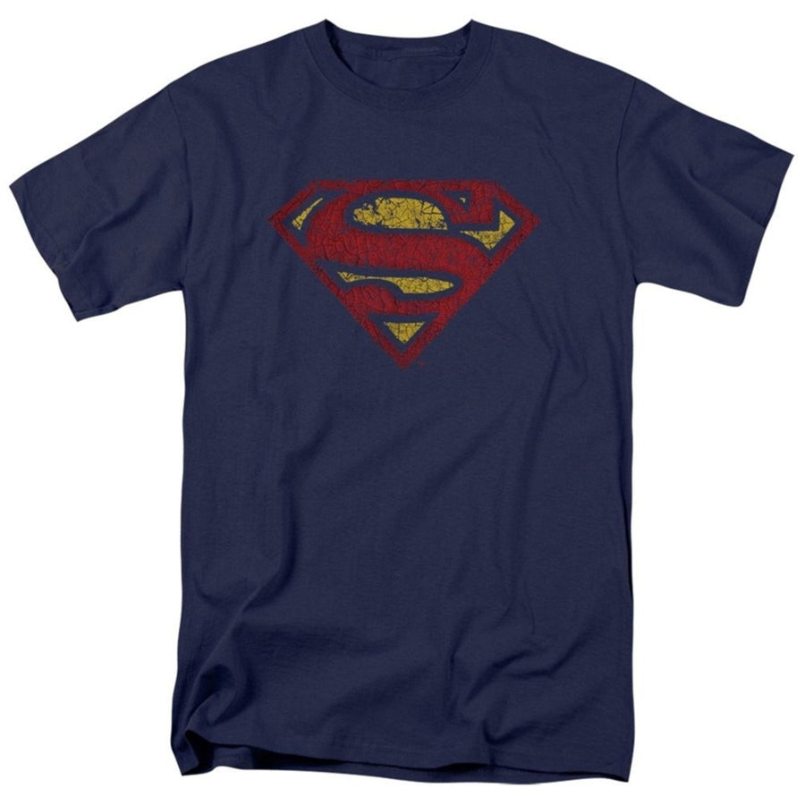 Superman Classic Logo Crackled Design Mens T-Shirt Image 1