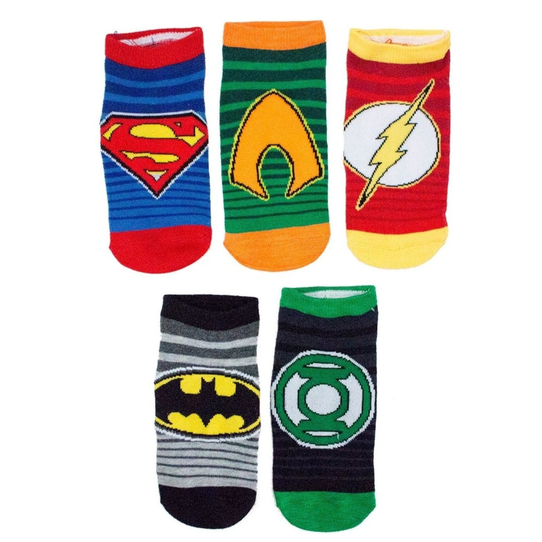 DC Comics Symbols Boys 5 Pair Low Cut Socks Image 1