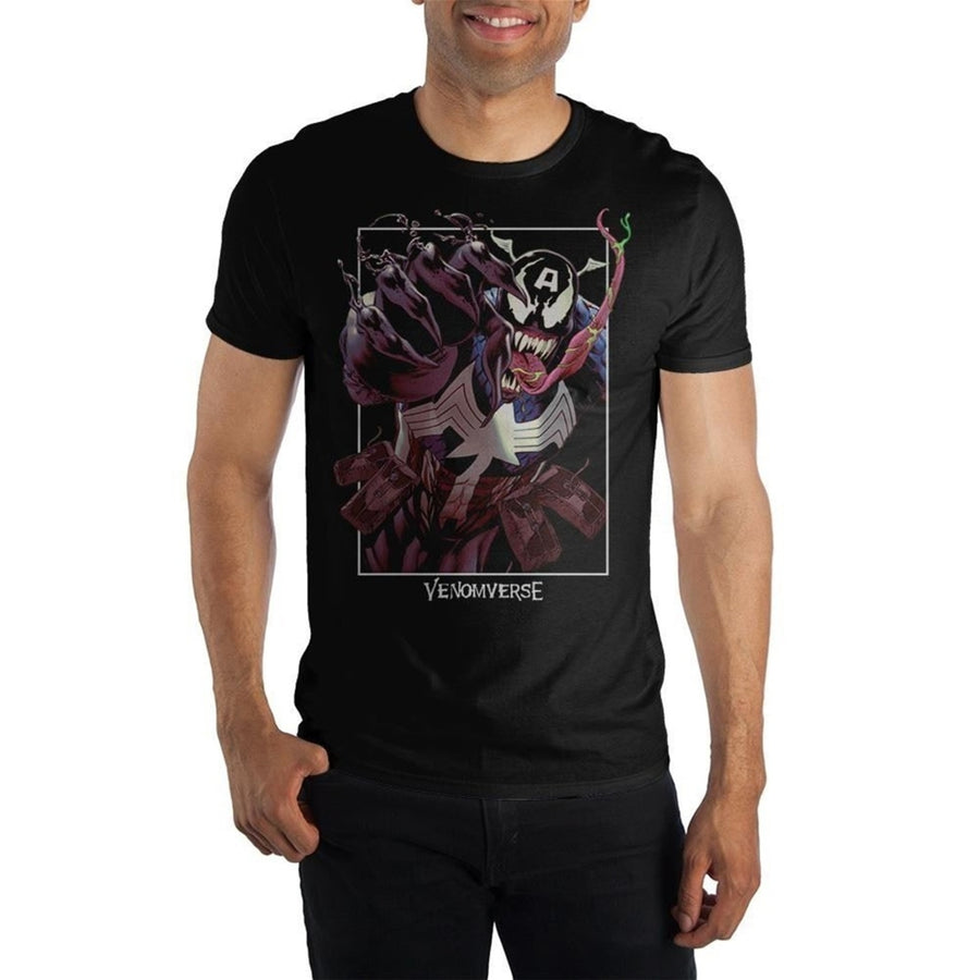 Captain America Venomized Mens Black T-Shirt Image 1